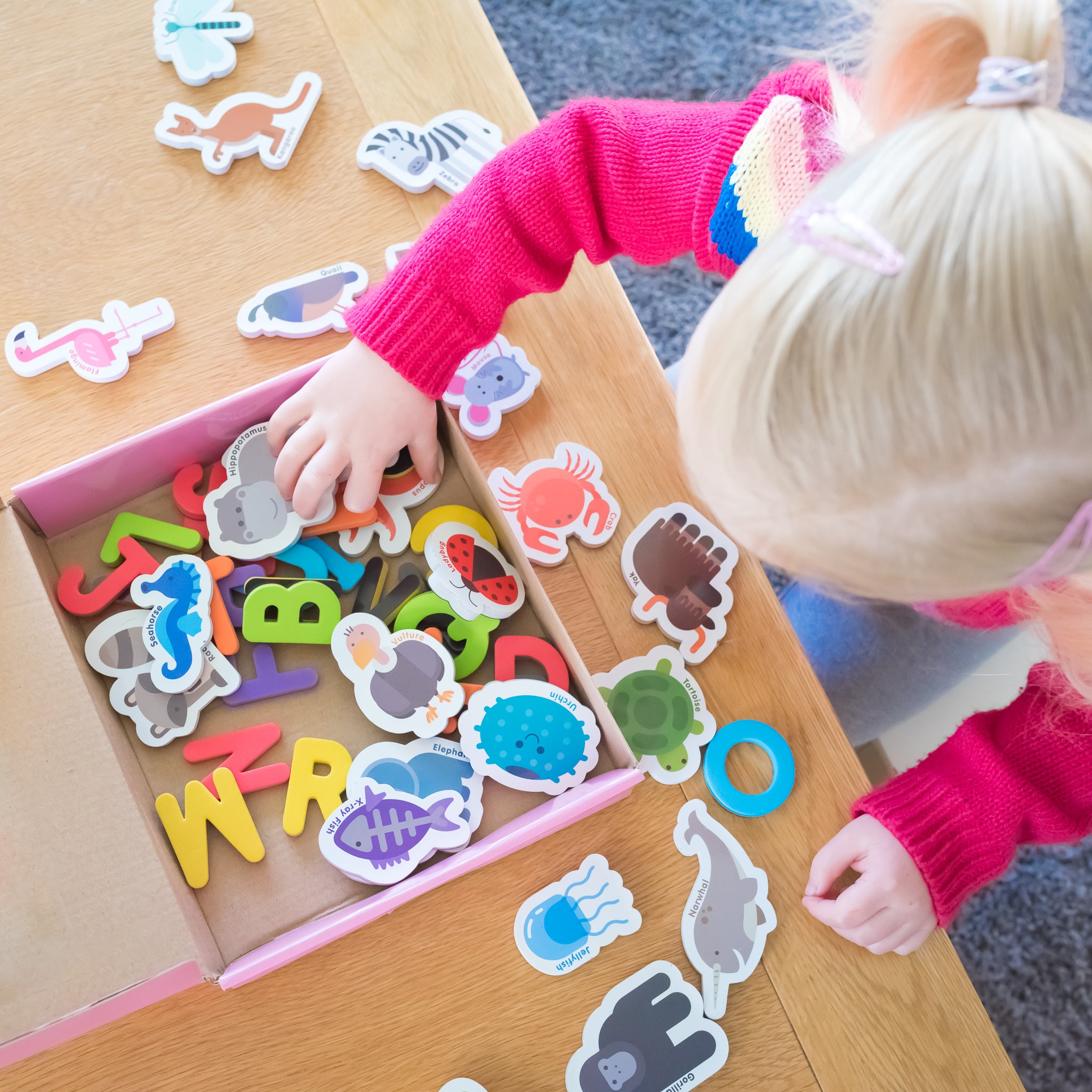Curious Columbus Magnetic Animals and Letters – 52 Piece Alphabet & Animal Magnet Set