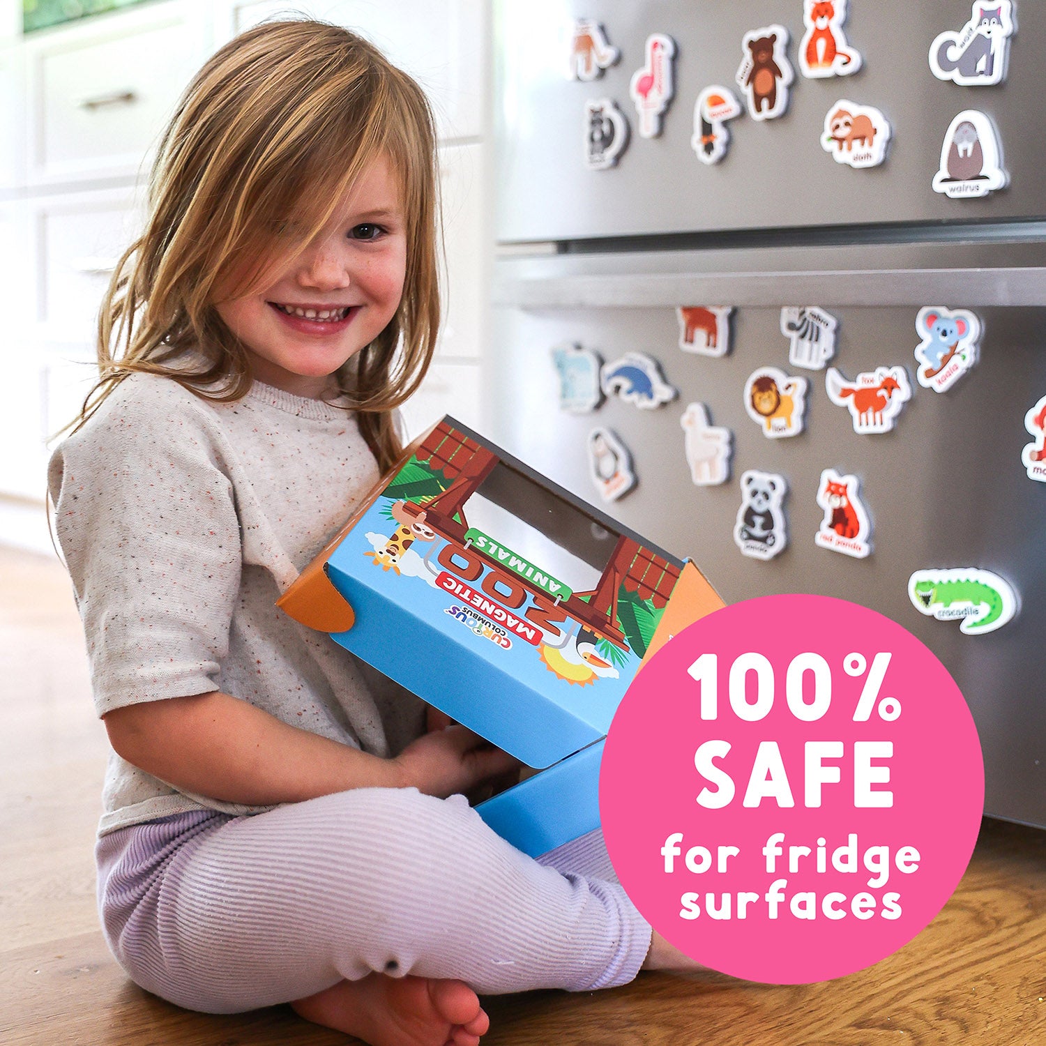 Curious Columbus Magnetic Zoo Animals – 28pc Fridge Magnets for Toddlers, Baby and Kids