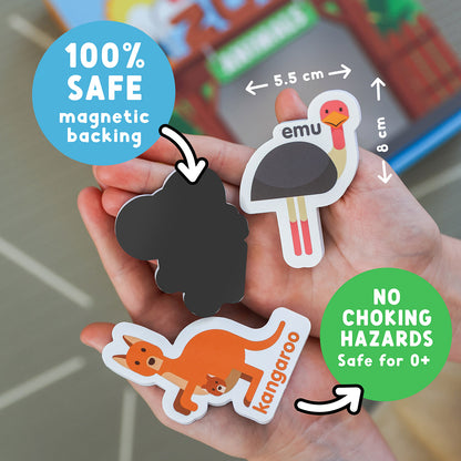 Curious Columbus Magnetic Zoo Animals – 28pc Fridge Magnets for Toddlers, Baby and Kids