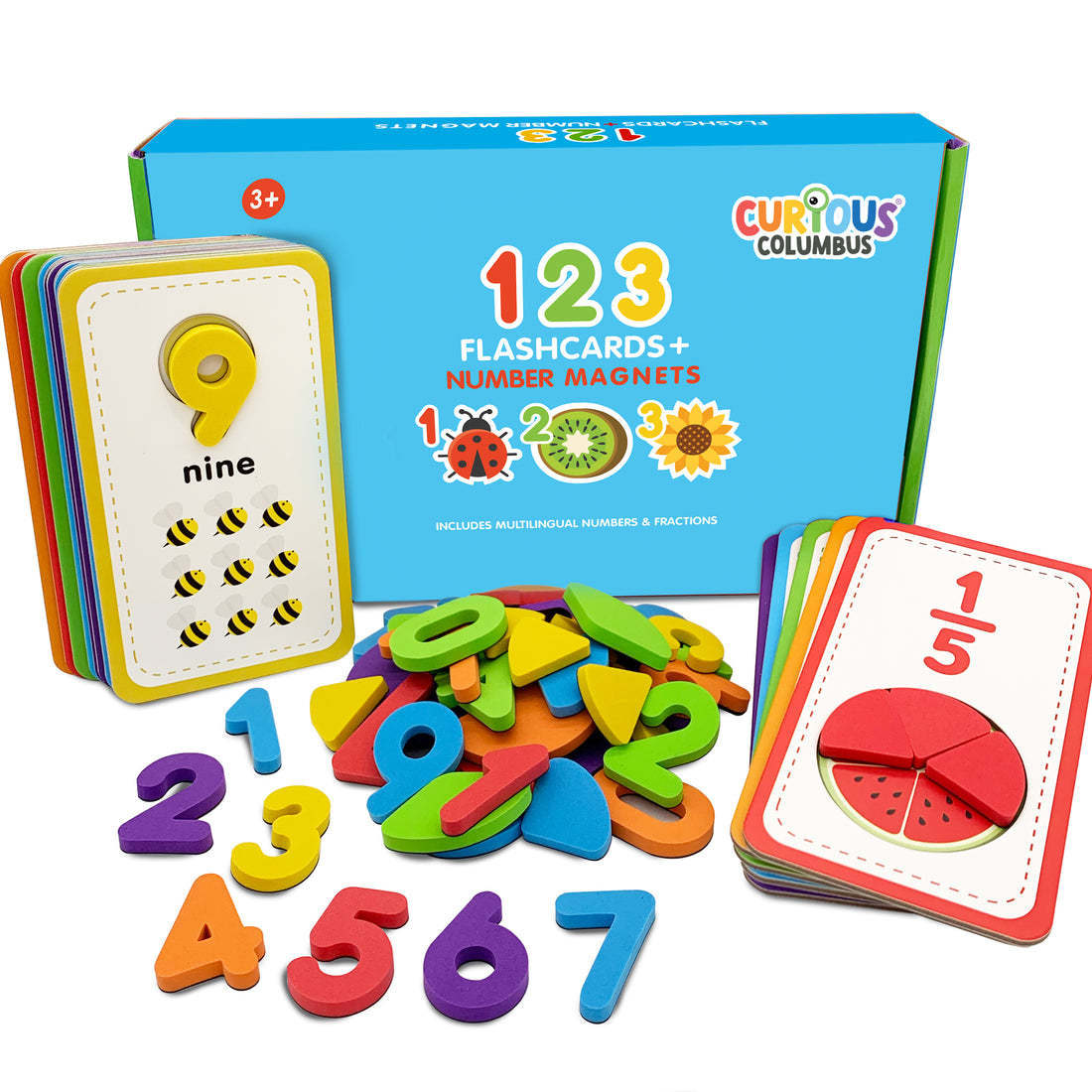 Curious Columbus Flashcards & 123 Magnetic Numbers – Counting & Number Learning Set