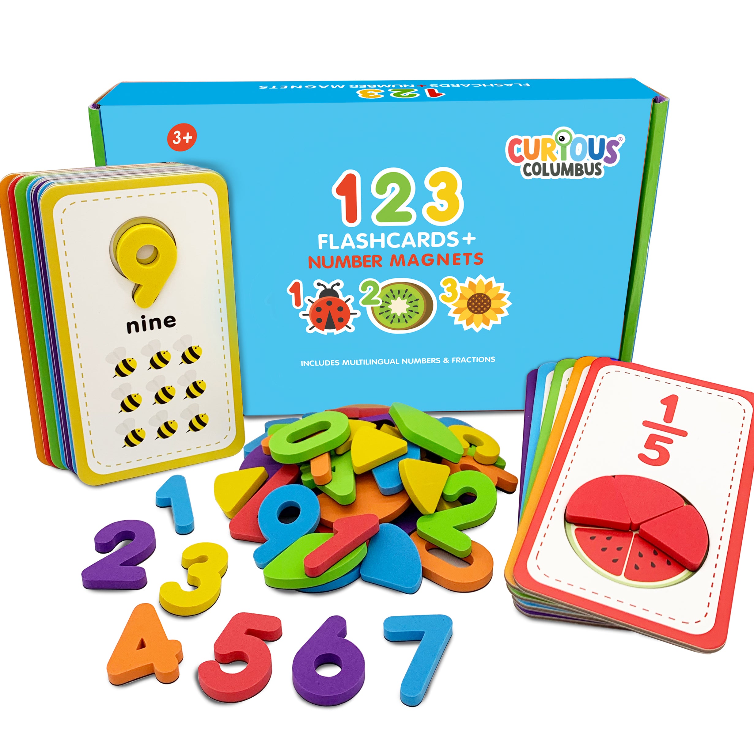 Curious Columbus Flashcards &amp; 123 Magnetic Numbers – Counting &amp; Number Learning Set