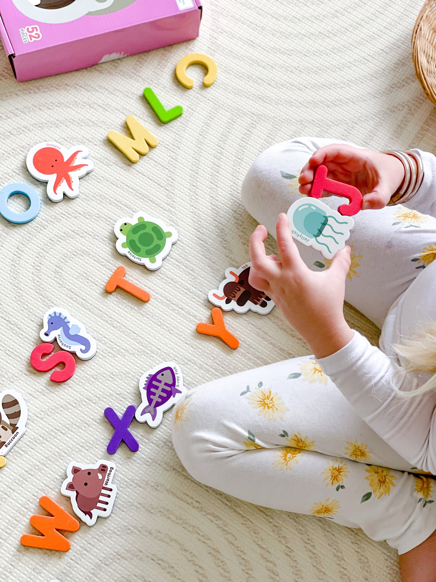 Curious Columbus Magnetic Animals and Letters – 52 Piece Alphabet &amp; Animal Magnet Set