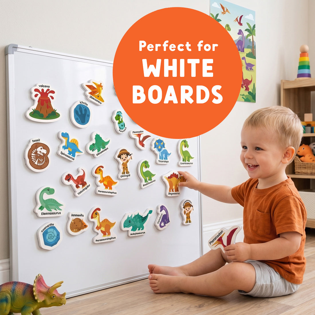 Curious Columbus Magnetic Dinosaurs – 25 Piece Magnetic Play Set
