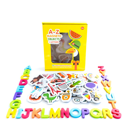 Curious Columbus Magnetic Objects and Letters – 78 Piece Alphabet &amp; Object Magnet Set