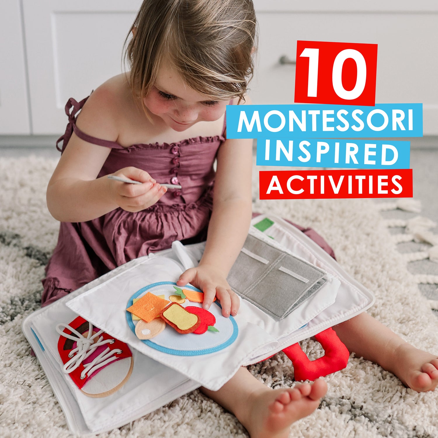 Curious Columbus Fabric Activity Book – My Big Day – Red – Interactive Soft Learning Book