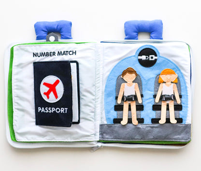 Curious Columbus Fabric Activity Book – Away We Go – Interactive Soft Travel Book