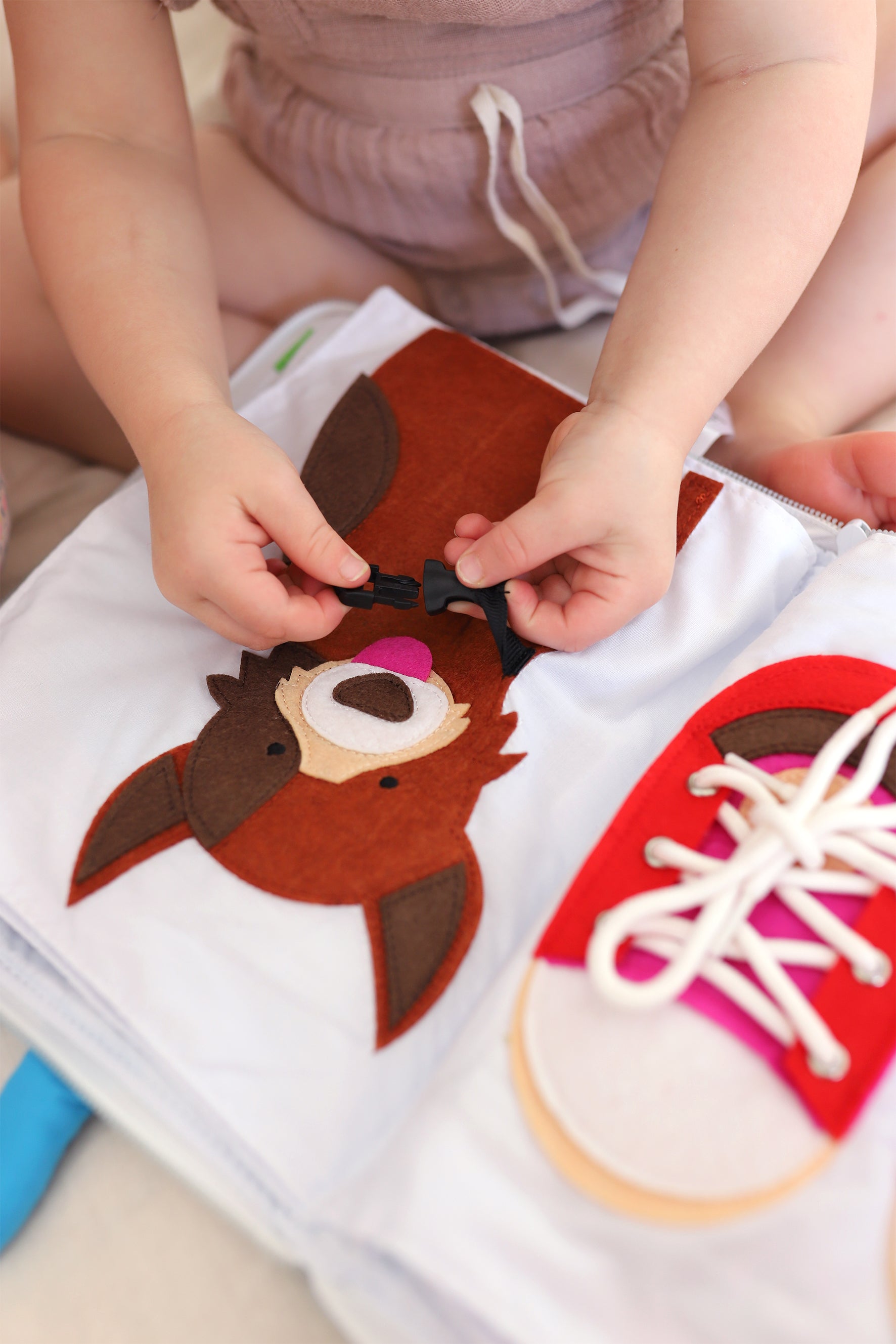 Curious Columbus Fabric Activity Book – My Big Day – Blue - Interactive Soft Learning Book