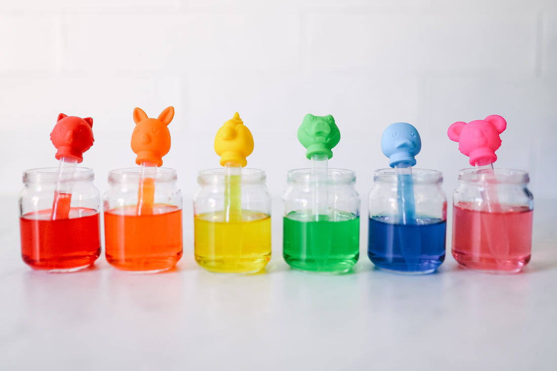 Curious Columbus Silicone Animal Pipette Droppers – 6 Pack Fine Motor Skills Set
